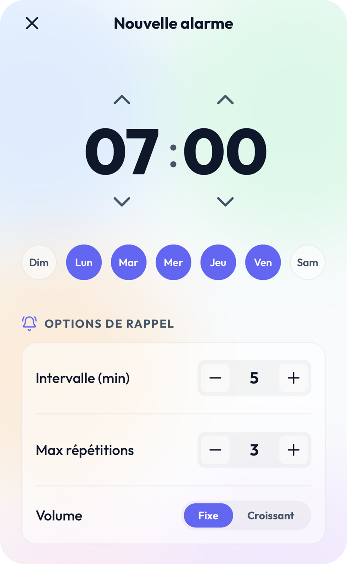 Configuration alarme